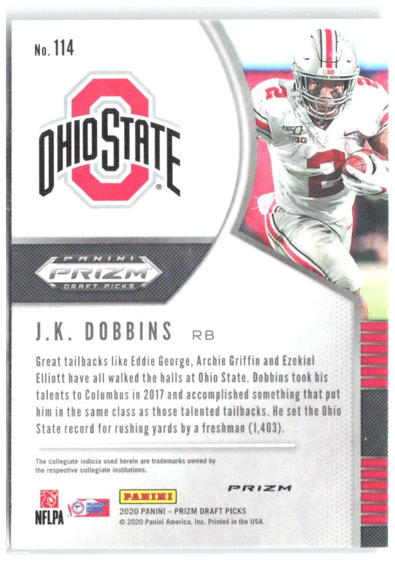 J.K. Dobbins Panini Prizm Draft Picks Prizms Silver 114 2020 Ohio State Buckeyes