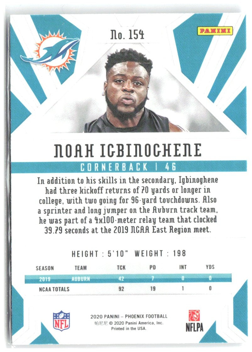 Noah Igbinoghene Panini Phoenix - Fire Burst 154 2020 Miami Dolphins