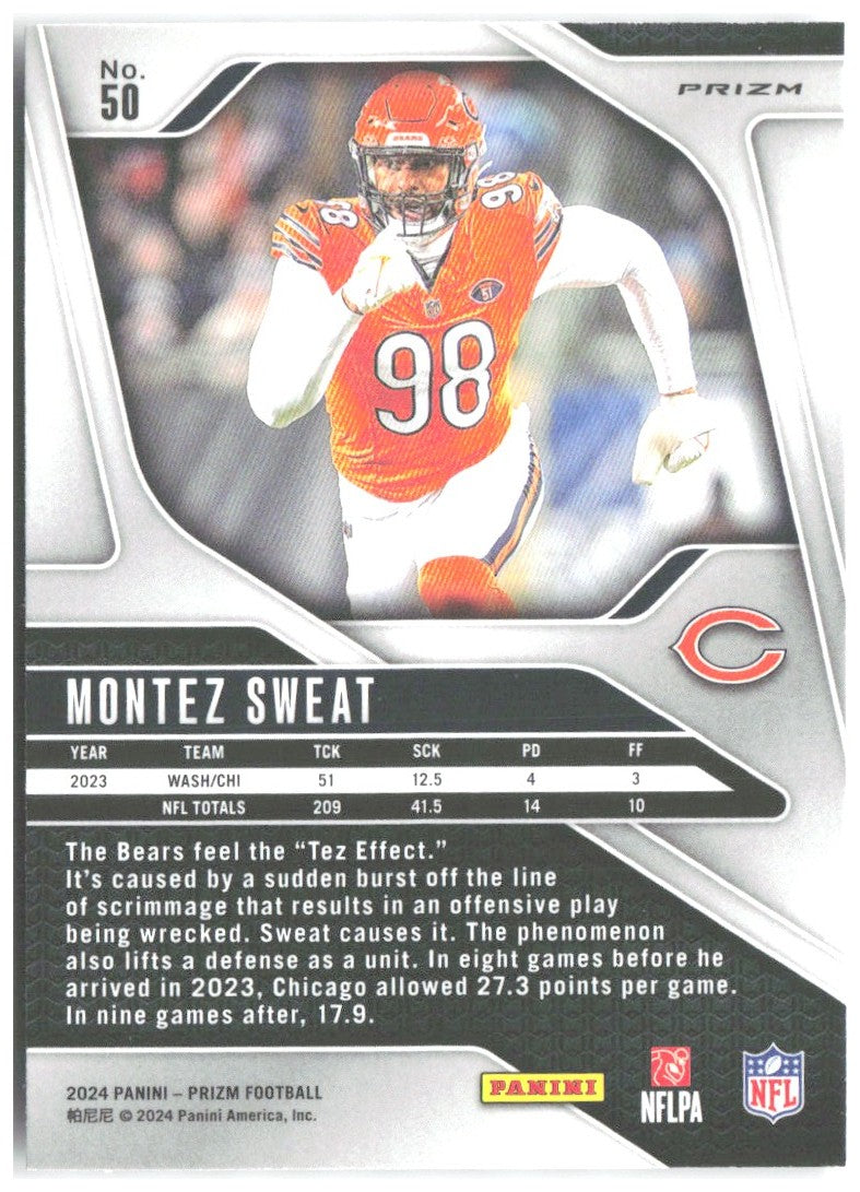 Montez Sweat Panini Prizm - Black and White Checker 50 2024 Chicago Bears