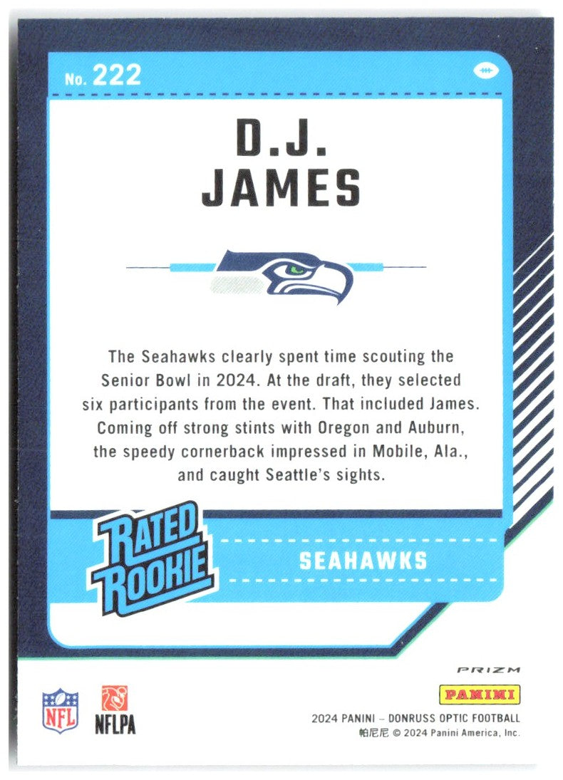 D.J. James Donruss Optic - Purple Shock 222 2024 Seattle Seahawks