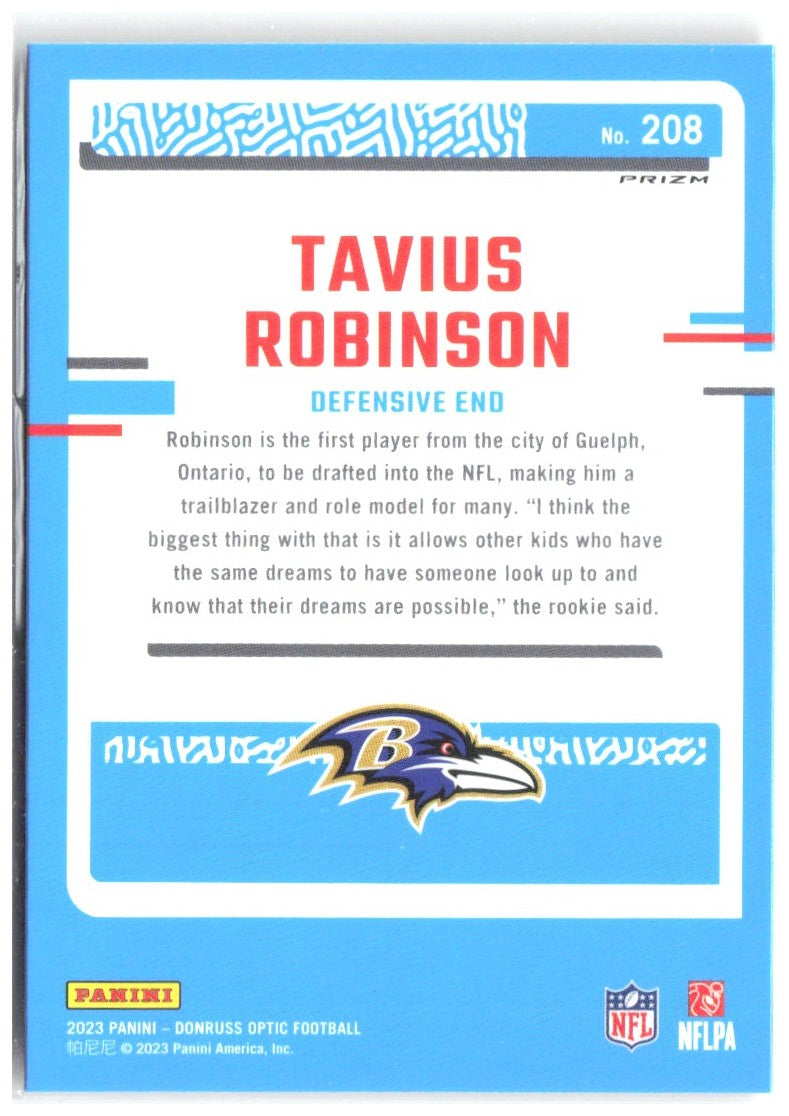 Tavius Robinson Donruss Optic - Red Mojo 208 2023 Baltimore Ravens