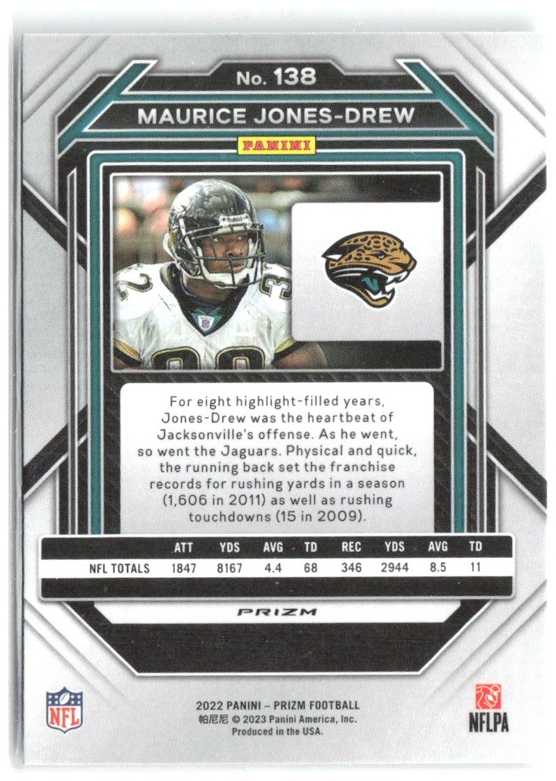 Maurice Jones-Drew Panini Prizm - Silver 138 2022 Jacksonville Jaguars