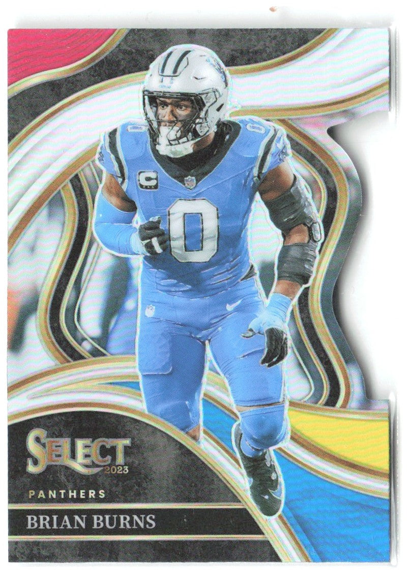 Brian Burns Select - Red and Yellow Prizms Die Cuts 295 2023 Carolina Panthers