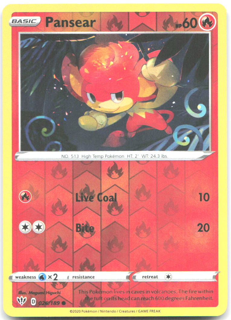 Pansear Reverse Holo Common SWSH03 Darkness Ablaze 026/189 NM Megumi Higuchi