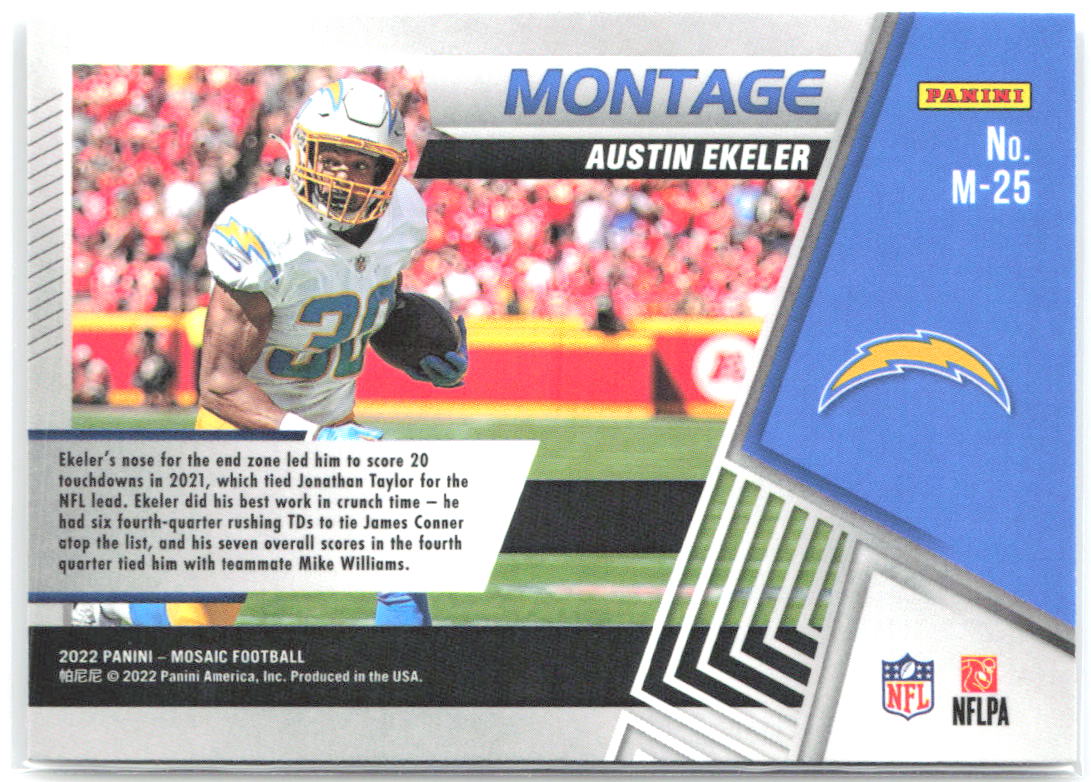 Austin Ekeler Panini Mosaic - Montage M-25 2022 Los Angeles Chargers