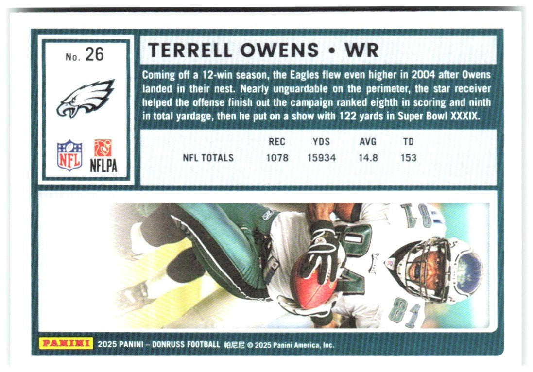 Terrell Owens Donruss - Press Proofs Green 26 2025 Philadelphia Eagles