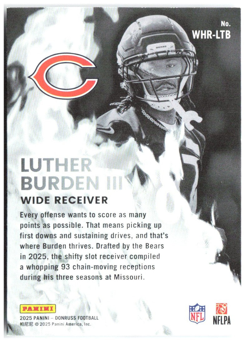 Luther Burden III Donruss - White Hot Rookies WHR-LTB 2025 Chicago Bears
