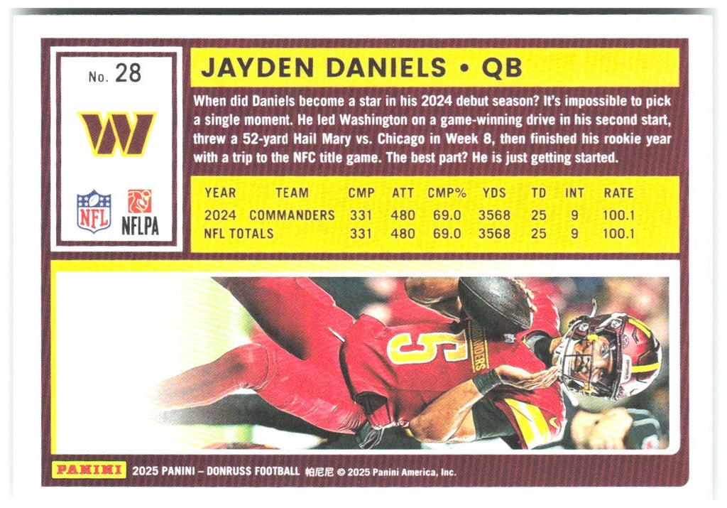 Jayden Daniels Donruss - Press Proofs Green 28 2025 Washington Commanders