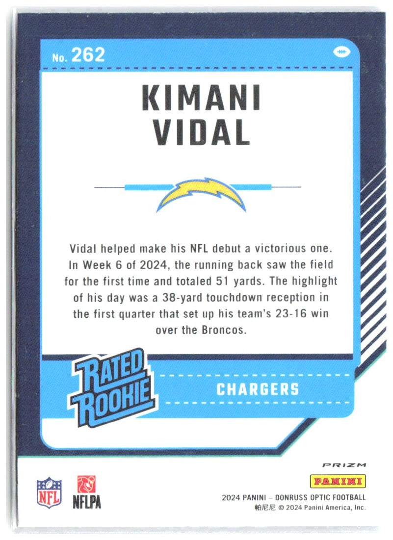 Kimani Vidal Donruss Optic - Blue Hyper 262 2024 Los Angeles Chargers