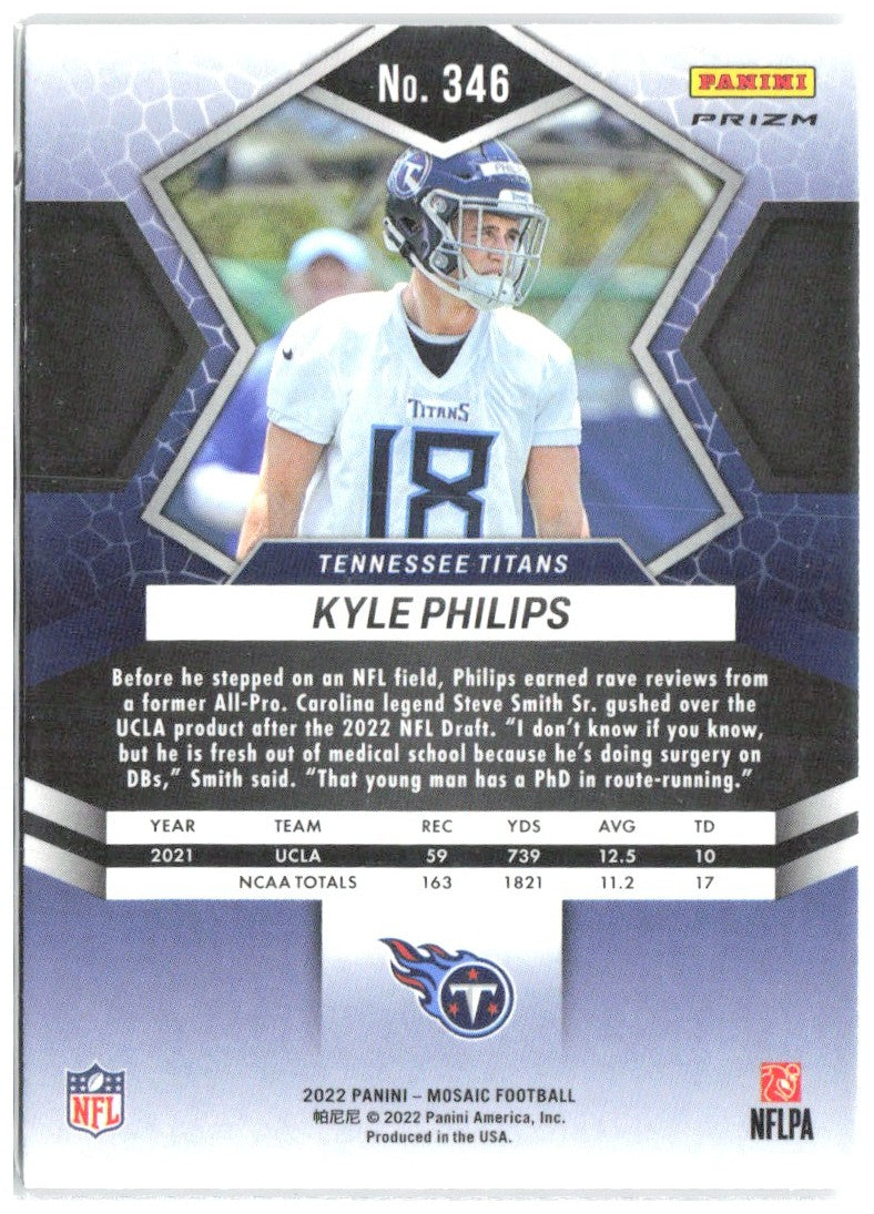 Kyle Philips Panini Mosaic - Mosaic Green 346 2022 Tennessee Titans