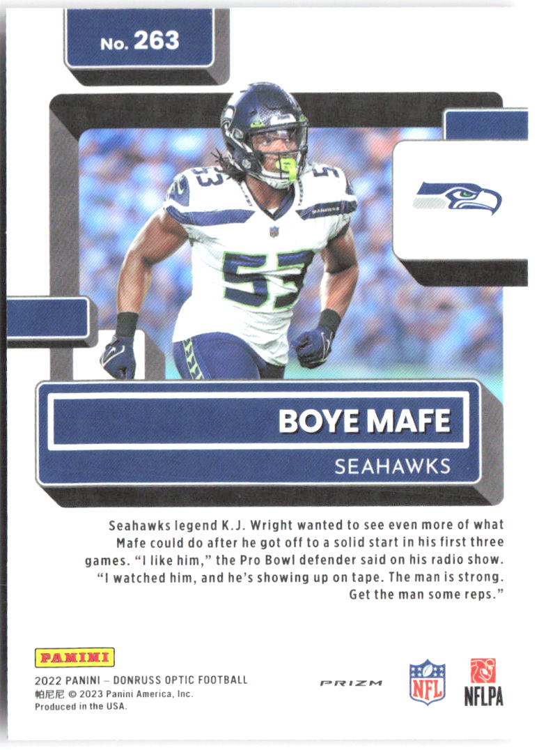 Boye Mafe Donruss Optic - Pink 263 2022 Seattle Seahawks