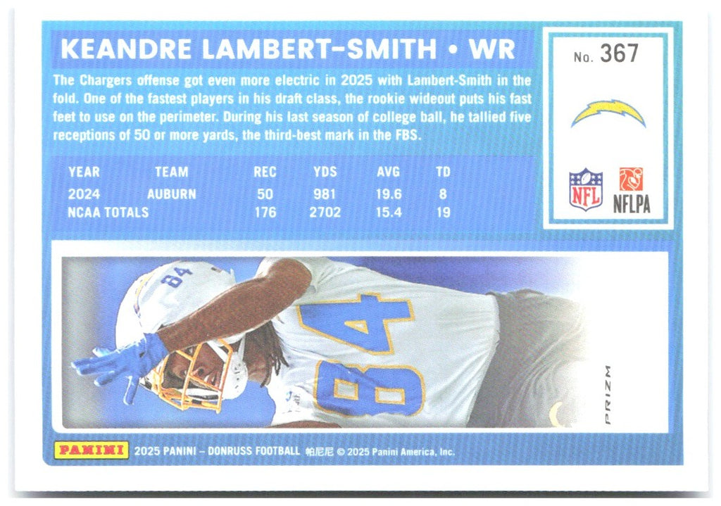 KeAndre Lambert-Smith Donruss - Optic Rated Rookies Blue Scope 367 2025 Chargers