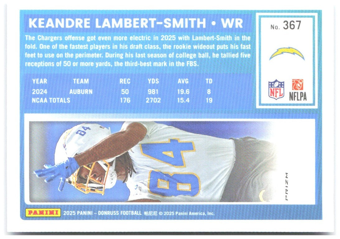 KeAndre Lambert-Smith Donruss - Optic Rated Rookies Blue Scope 367 2025 Chargers