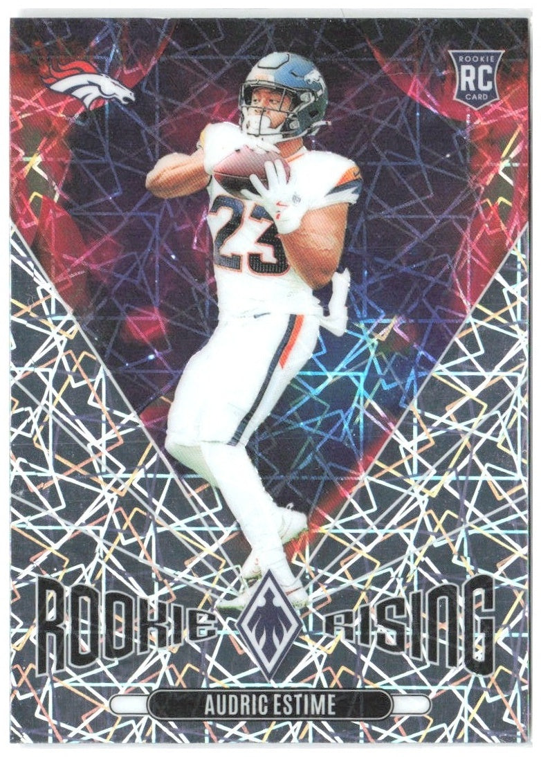 Audric Estime Panini Phoenix - Rookie Rising Lazer RR-AEE 2024 Denver Broncos