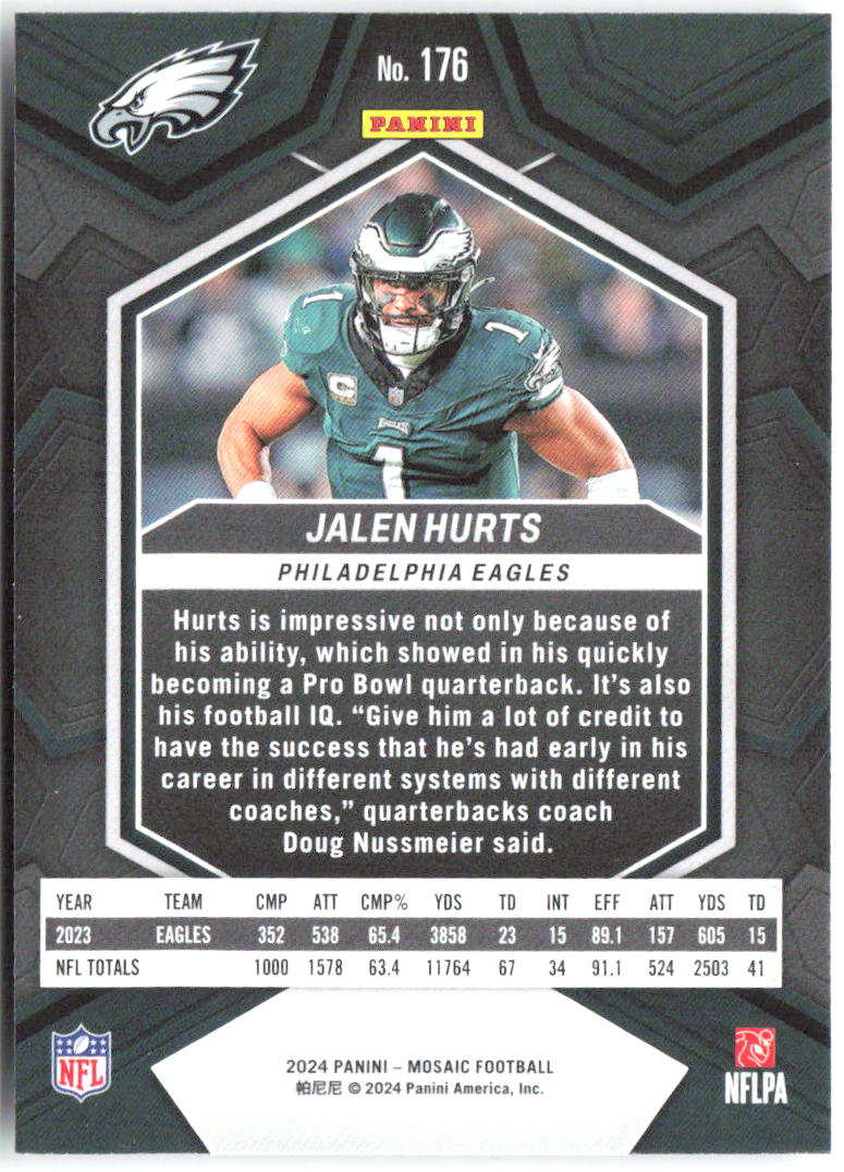Jalen Hurts Panini Mosaic 176 2024 Philadelphia Eagles