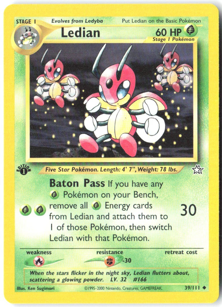 Ledian 1st Edition Uncommon Neo Genesis 039/111 NM Ken Sugimori
