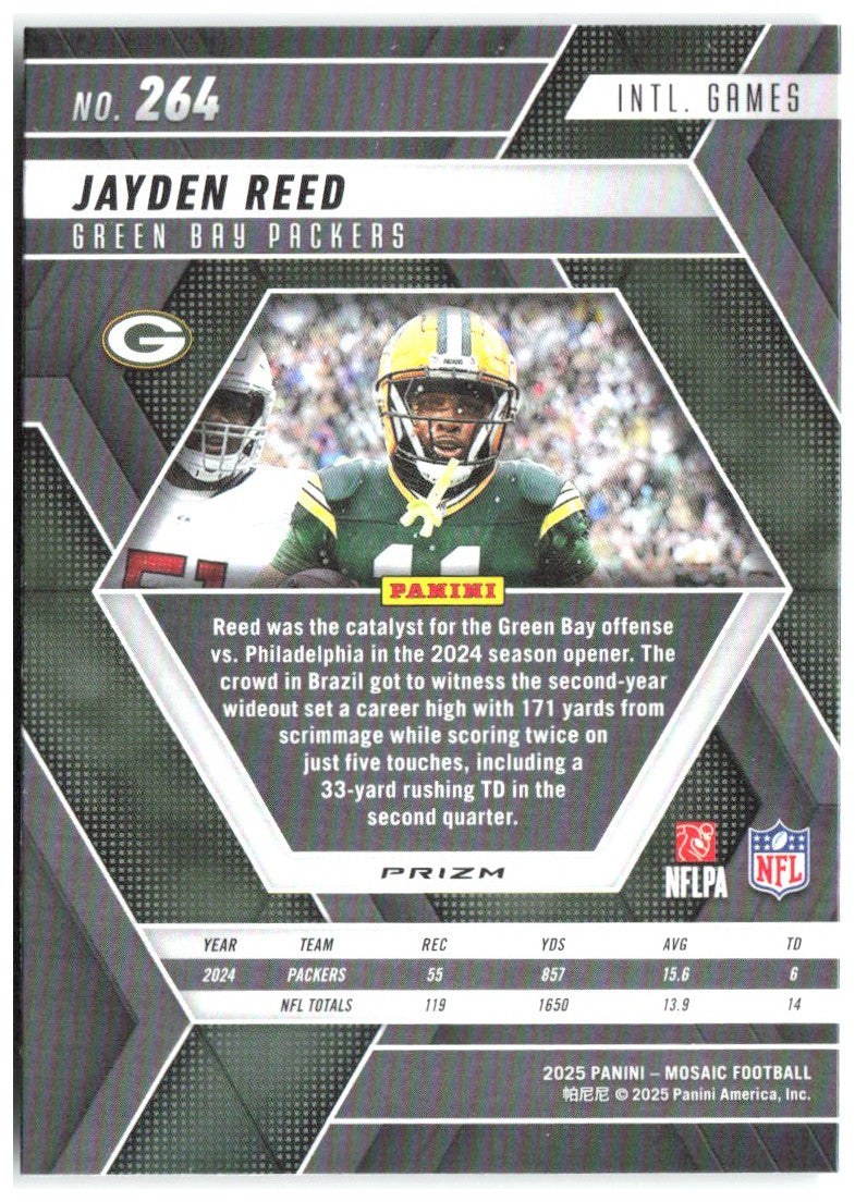 Jayden Reed Panini Mosaic - Mosaic Green 264 2025 Green Bay Packers