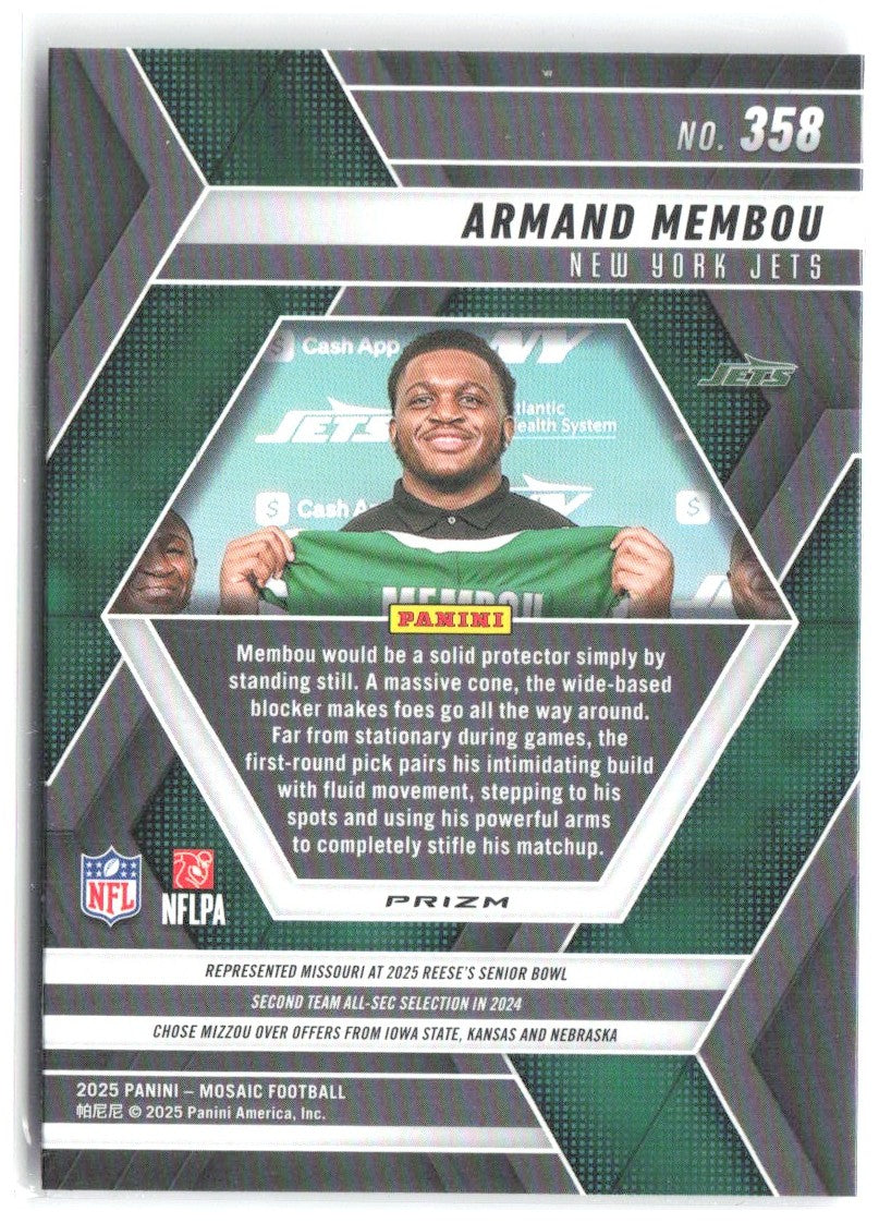 Armand Membou Panini Mosaic - Mosaic Reactive Purple 358 2025 New York Jets