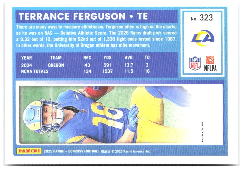 Terrance Ferguson Donruss - Optic Rated Rookies Pink 323 2025 Los Angeles Rams