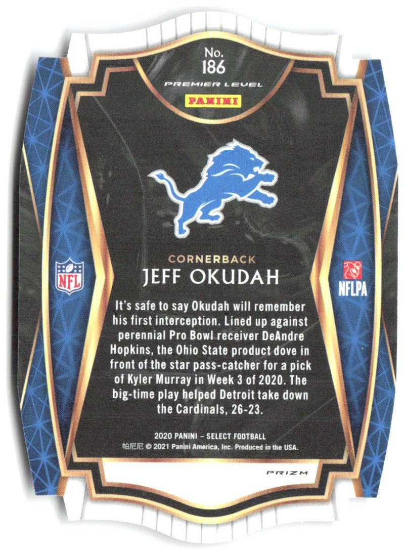 Jeff Okudah Panini Select - Purple Prizm Die Cut 186 2020 Detroit Lions