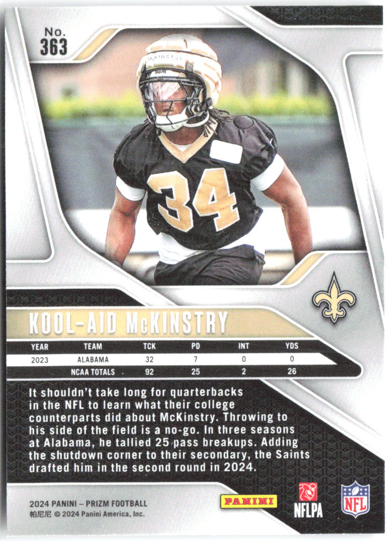 Kool-Aid McKinstry Panini Prizm 363 2024 New Orleans Saints RC