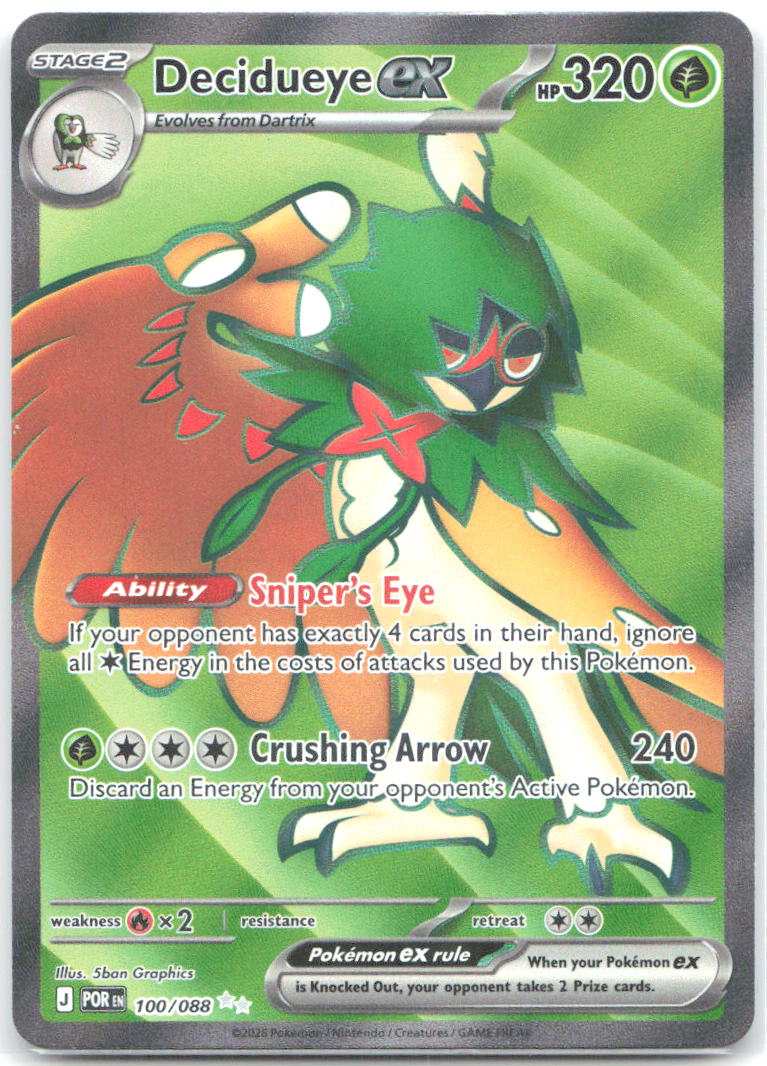 Decidueye ex Holo Ultra Rare ME03: Perfect Order 100/088 NM 5ban Graphics