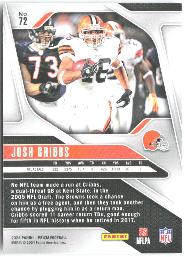Josh Cribbs Panini Prizm 72 2024 Cleveland Browns