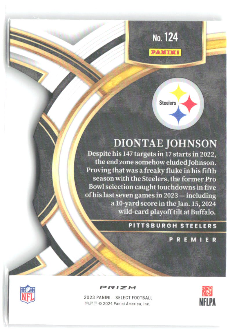 Diontae Johnson Select - Black and Red Prizms Die Cuts 124 2023 Steelers