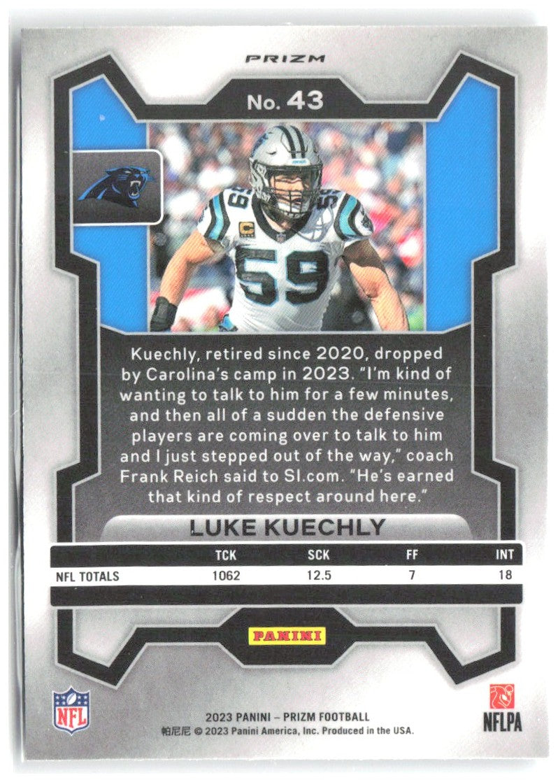 Luke Kuechly Panini Prizm - Silver 43 2023 Carolina Panthers