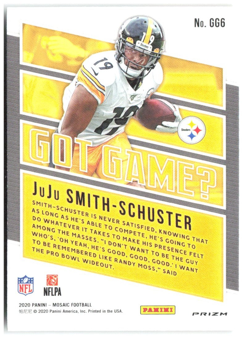 JuJu Smith-Schuster Mosaic - Got Game? Prizm Green GG6 2020 Pittsburgh Steelers