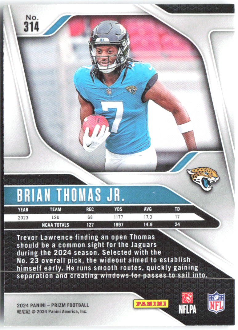 Brian Thomas Jr. Panini Prizm 314 2024 Jacksonville Jaguars RC