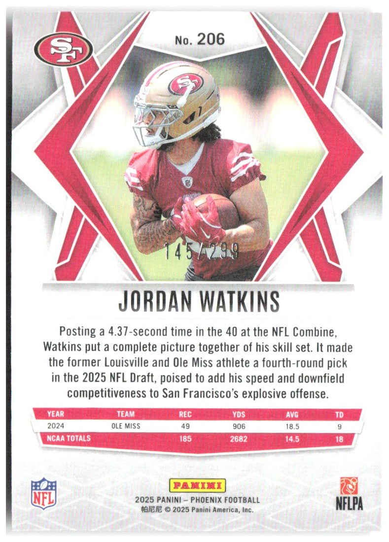 Jordan Watkins Phoenix - Pink Winter Prizm 206 2025 San Francisco 49ers /299