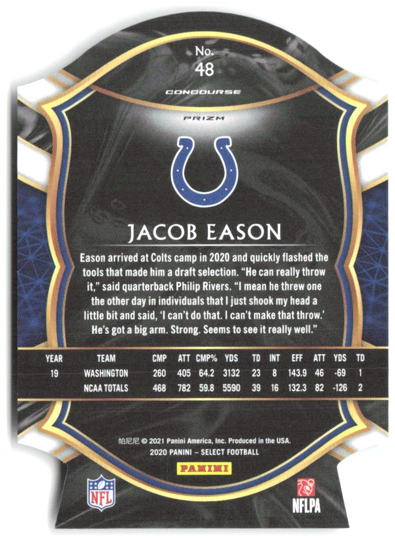 Jacob Eason Panini Select - Purple Prizm Die Cut 48 2020 Indianapolis Colts