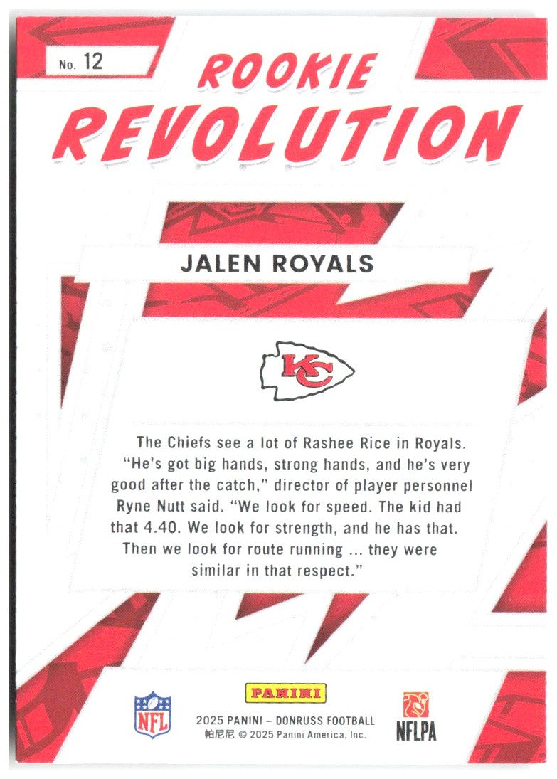 Jalen Royals Donruss - Rookie Revolution 12 2025 Kansas City Chiefs