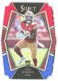 Trey Sermon Select - Red and Blue Prizm Die Cut 168 2021 San Francisco 49ers