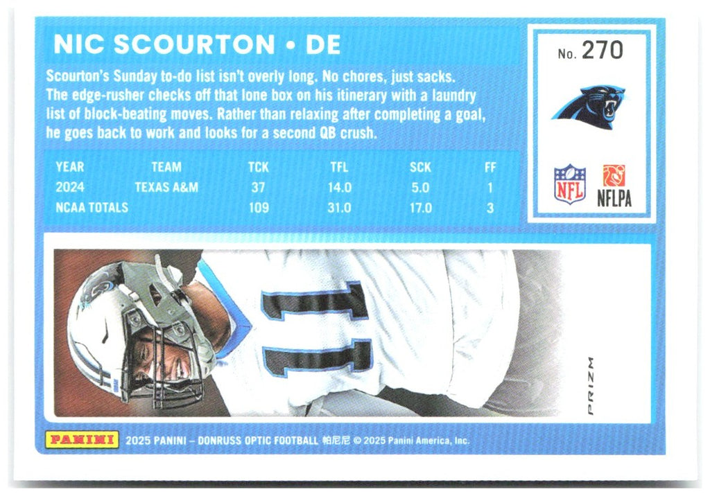 Nic Scourton Donruss Optic - Holo 270 2025 Carolina Panthers