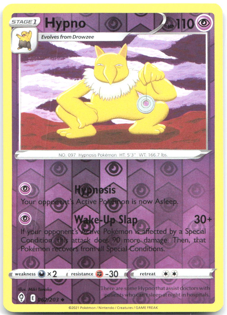 Hypno Reverse Holo Uncommon SWSH07 Evolving Skies 062/203 NM Miki Tanaka