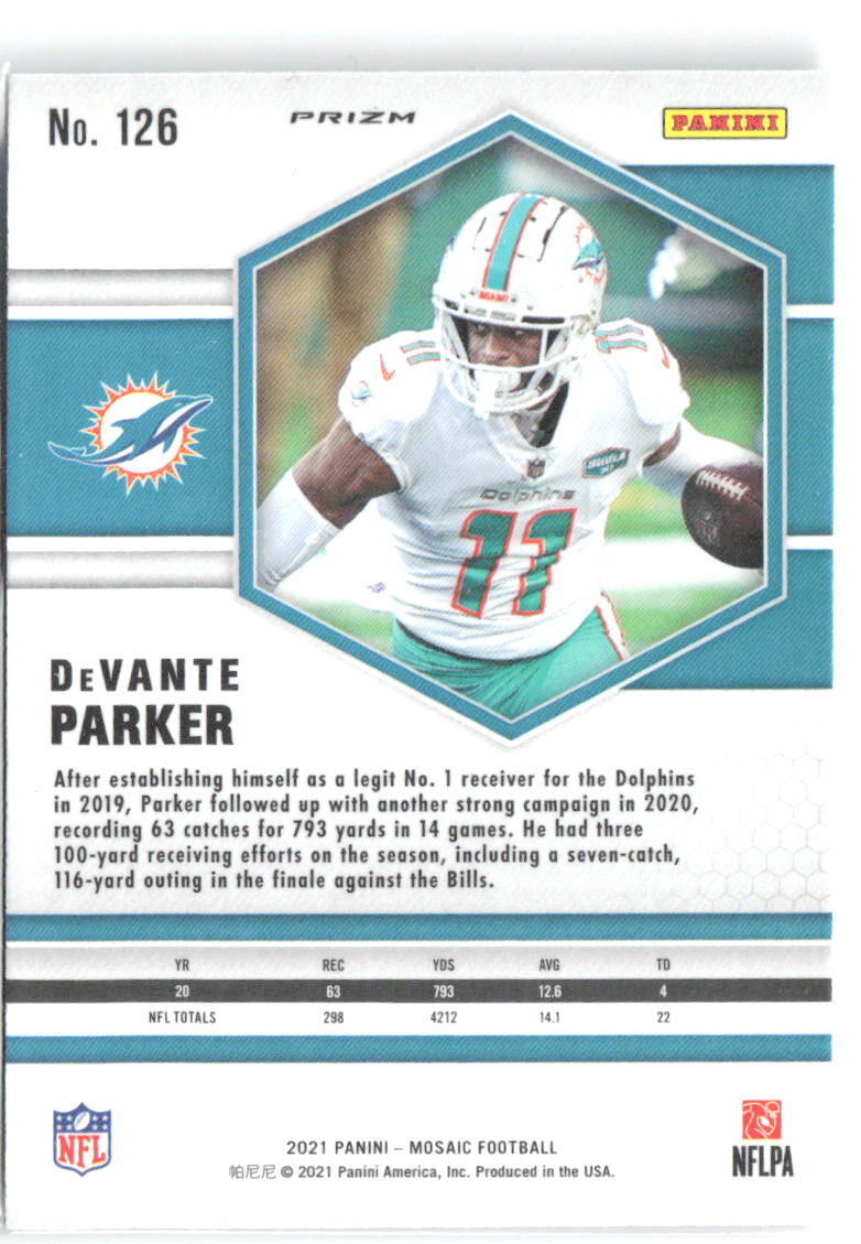 DeVante Parker Panini Mosaic - Prizm 126 2021 Miami Dolphins