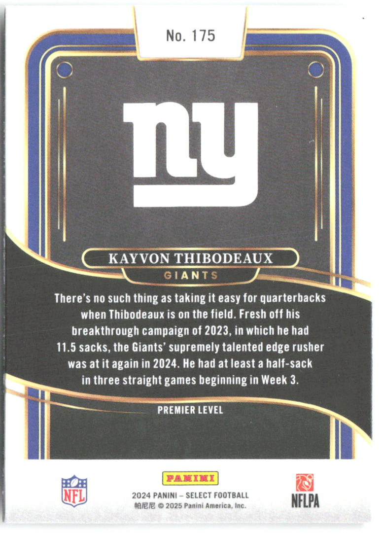 Kayvon Thibodeaux Panini Select 175 2024 New York Giants