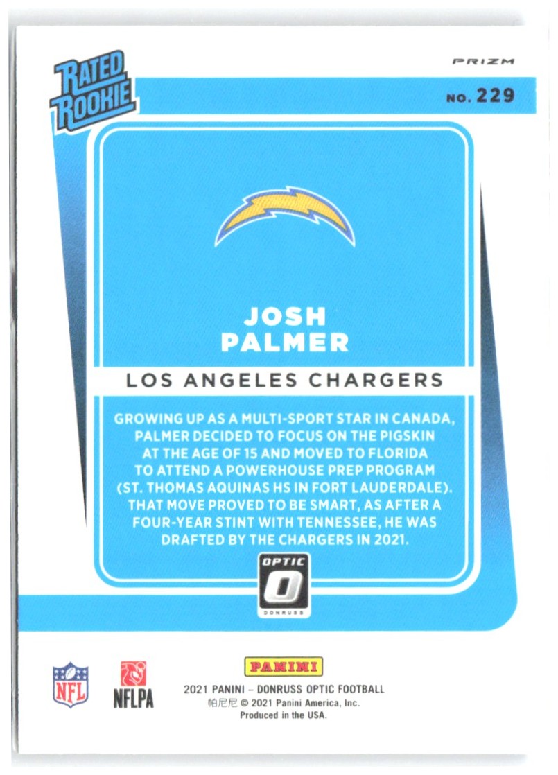 Josh Palmer Donruss Optic - Purple Shock 229 2021 Los Angeles Chargers