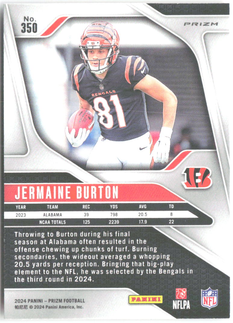 Jermaine Burton Panini Prizm - Lazer 350 2024 Cincinnati Bengals