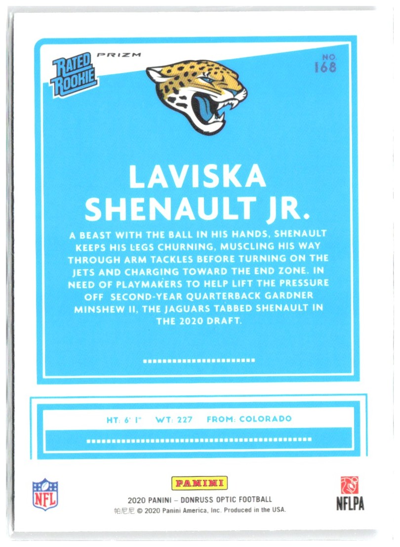 Laviska Shenault Jr. Donruss Optic - Purple Shock 168 2020 Jacksonville Jaguars