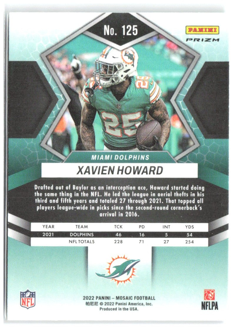 Xavien Howard Panini Mosaic - Mosaic Green 125 2022 Miami Dolphins