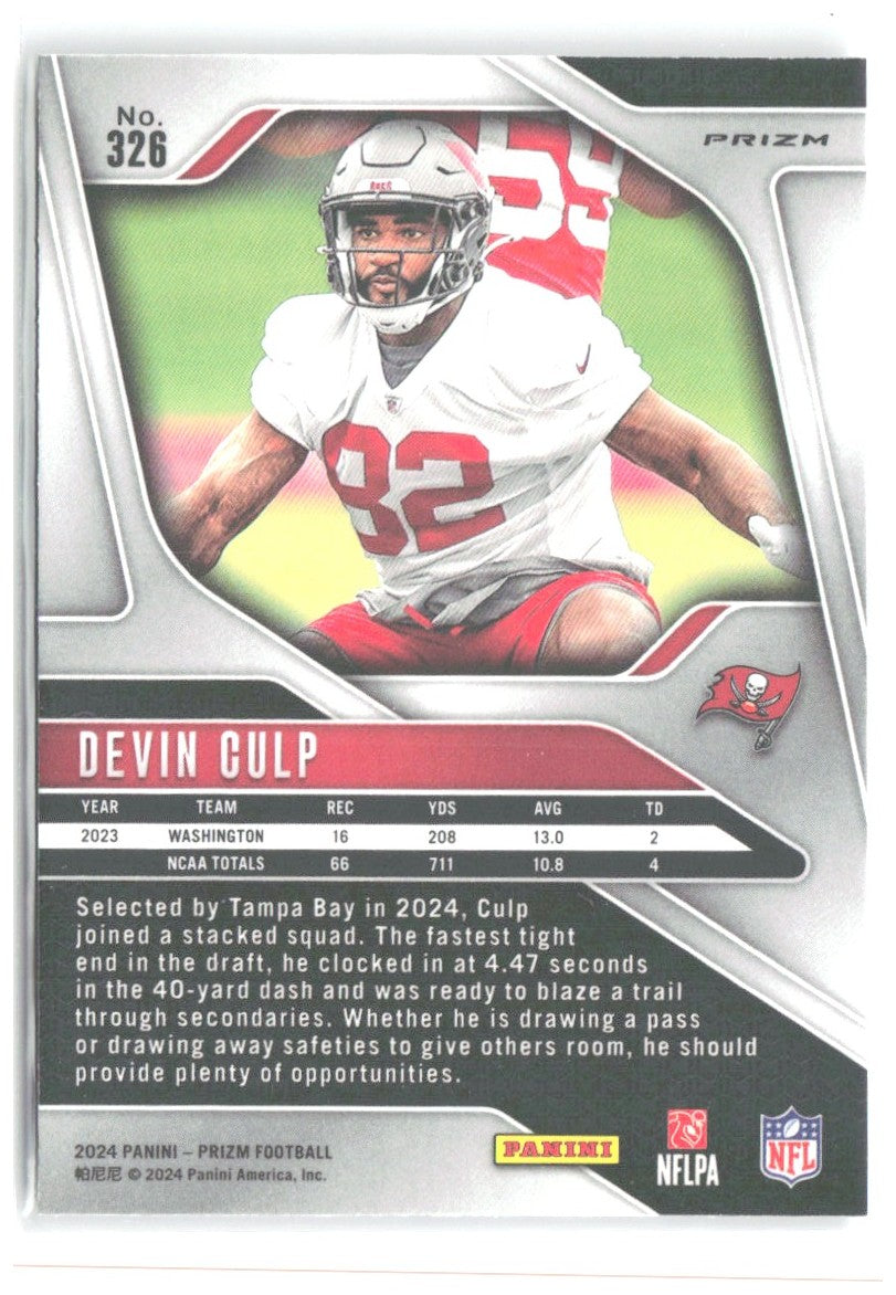 Devin Culp Panini Prizm - Silver 326 2024 Tampa Bay Buccaneers