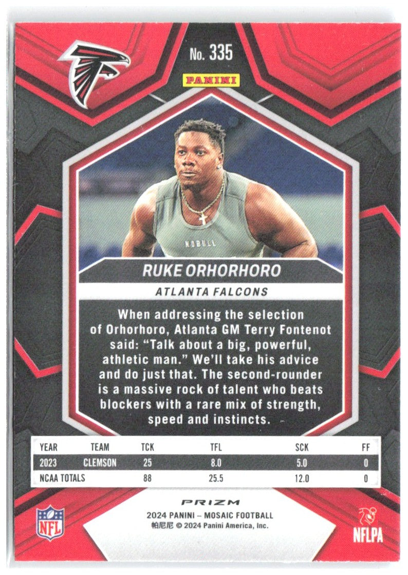 Ruke Orhorhoro Panini Mosaic - Mosaic Reactive Blue 335 2024 Atlanta Falcons