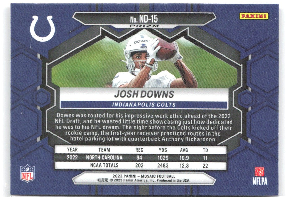 Josh Downs Panini Mosaic - Camo Pink Mosaic ND-15 2023 Indianapolis Colts