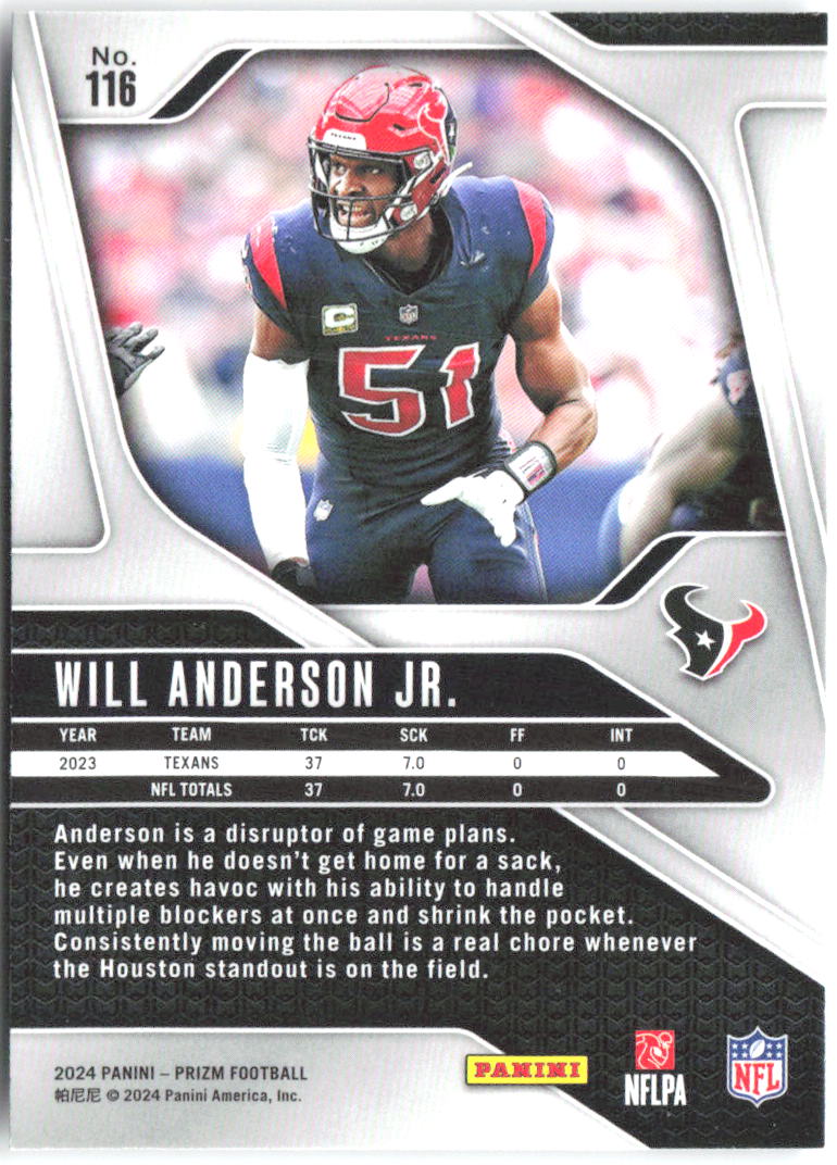 Will Anderson Jr. Panini Prizm 116 2024 Houston Texans