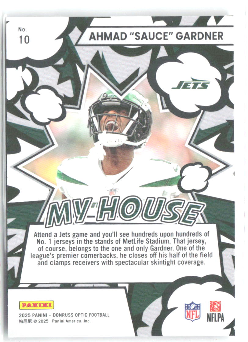 Ahmad "Sauce" Gardner Donruss Optic - My House 10 2025 New York Jets