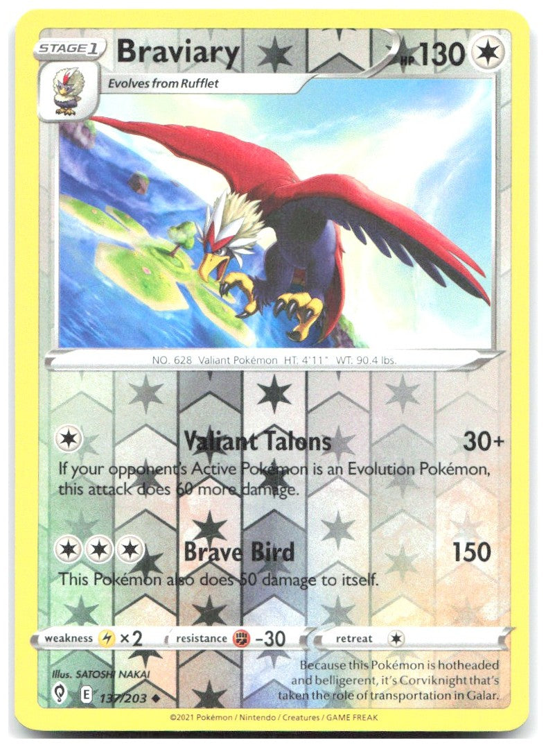 Braviary Reverse Holo Uncommon SWSH07 Evolving Skies 137/203 NM SATOSHI NAKAI
