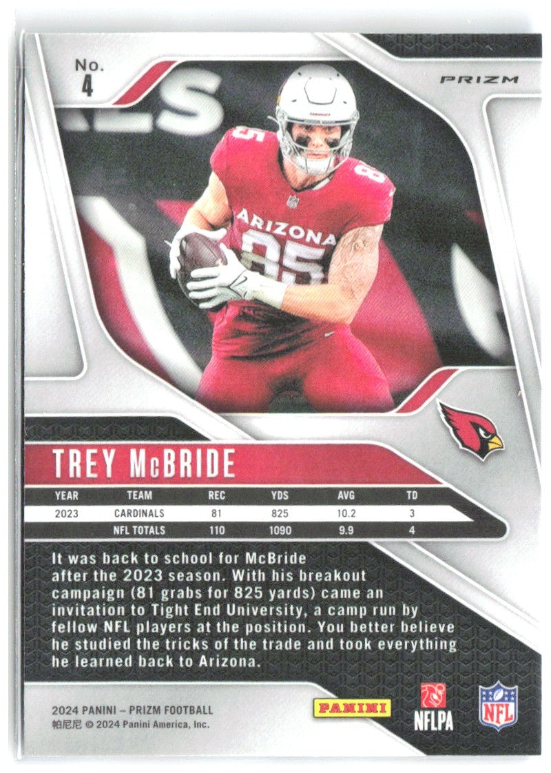 Trey McBride Panini Prizm - Red White and Blue 4 2024 Arizona Cardinals
